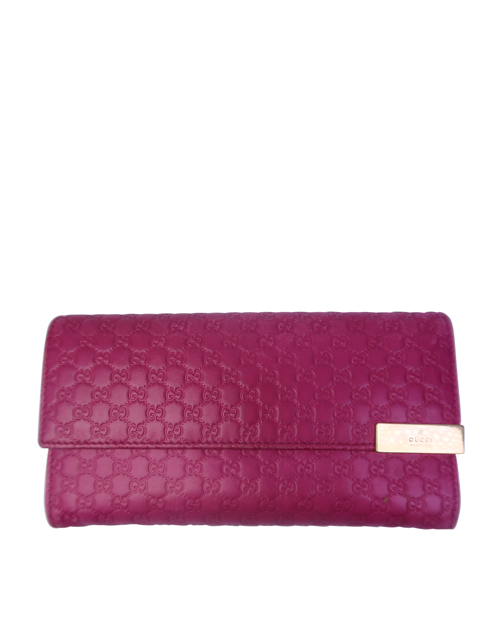 Gucci buy Fuchsia Pink GG Canvas and Leather Horsebit Clasp Continental Wallet